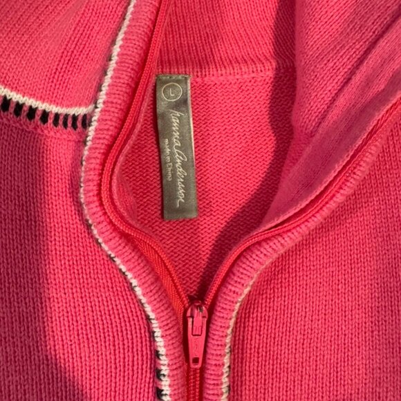 Hanna Andersson Pink Nordic 100% Cotton Sweater Half Zip Women’s Size Large - Picture 4 of 8